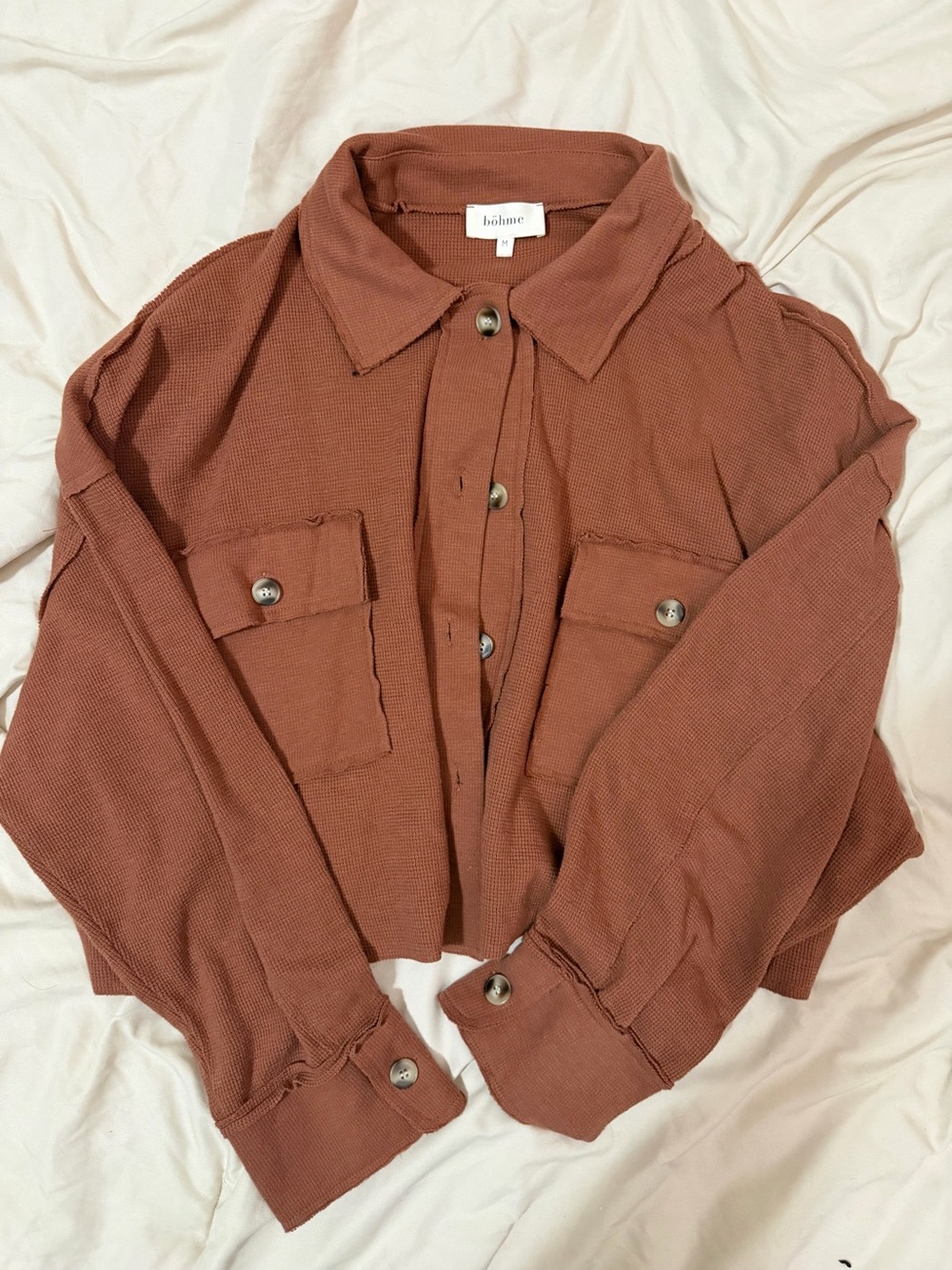 bohme Rust Cropped Button-Front Jacket